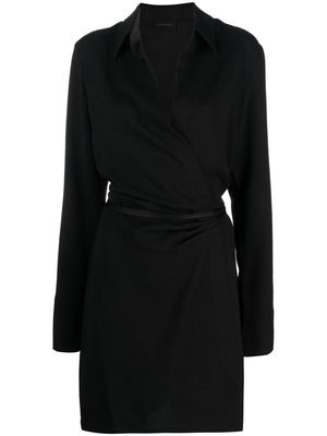 THE ANDAMANE asymmetric wrap shirt dress - Black