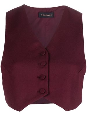 THE ANDAMANE button-up cropped waistcoat - Red