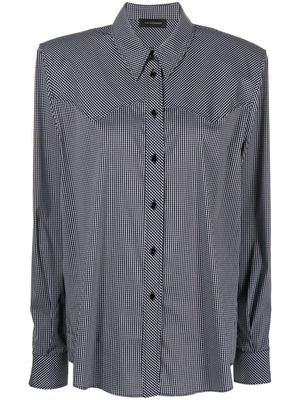 THE ANDAMANE check-pattern western-style shirt - Black