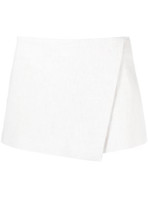 THE ANDAMANE cotton-blend twill wrap-effect miniskirt - Grey