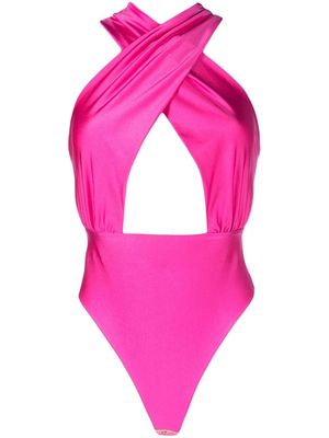 THE ANDAMANE crossover straps bodysuit - Pink