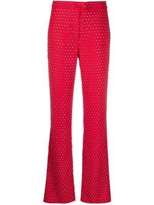 THE ANDAMANE crystal-embellished high-waisted trousers - Red