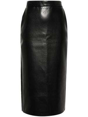 THE ANDAMANE faux-leather pencil midi skirt - Black