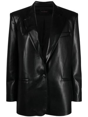 THE ANDAMANE faux-leather single-breasted blazer - Black