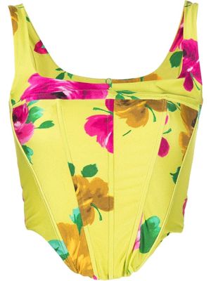 THE ANDAMANE floral-print corset-style top - Yellow