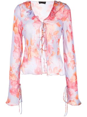 THE ANDAMANE floral-print ruffle blouse - Blue