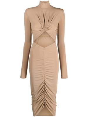 THE ANDAMANE high-neck cut-out midi dress - Brown