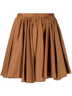THE ANDAMANE high-rise pleated cotton miniskirt - Brown