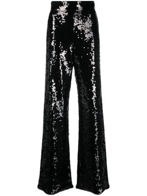 THE ANDAMANE high-rise wide-leg trousers - Black