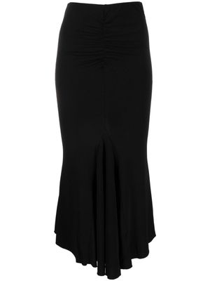 THE ANDAMANE high-waisted godet midi skirt - Black