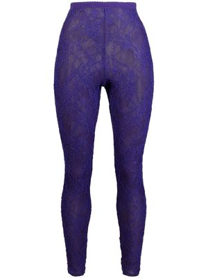 THE ANDAMANE high-waisted lace leggings - Purple