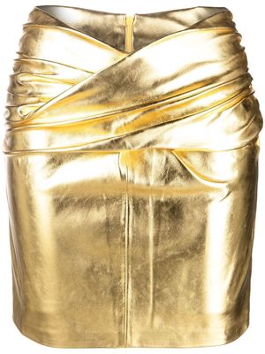 THE ANDAMANE Kelly ruched-detail skirt - Gold