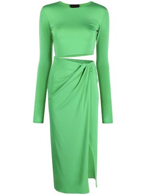THE ANDAMANE long-sleeve asymmetric-design dress - Green