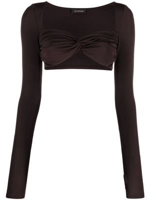 THE ANDAMANE long-sleeve tie-front top - Brown