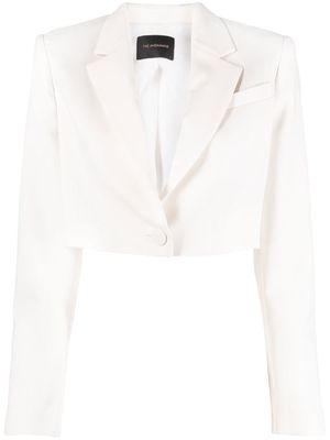 THE ANDAMANE Loulou satin crepe cropped blazer - White