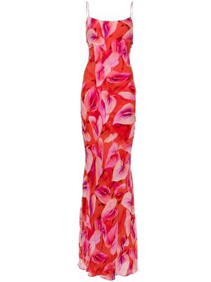 THE ANDAMANE Ninfea floral-print slip dress - Red