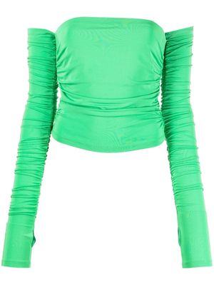 THE ANDAMANE Off-Shoudler Draped top - Green