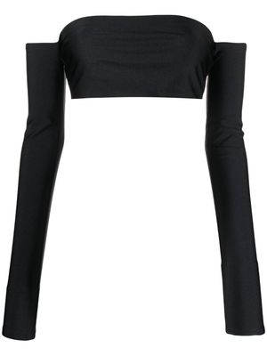 THE ANDAMANE off-shoulder cropped top - 999 BLACK