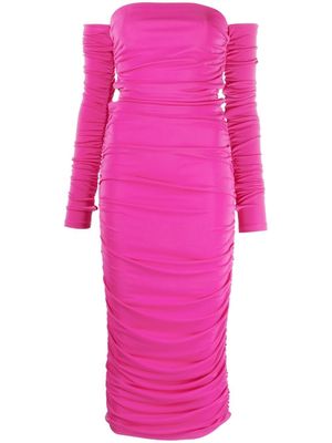 THE ANDAMANE off-shoulder ruched maxi dress - Pink