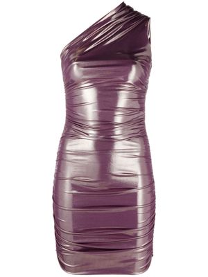 THE ANDAMANE one-shoulder metallic-effect minidress - Purple