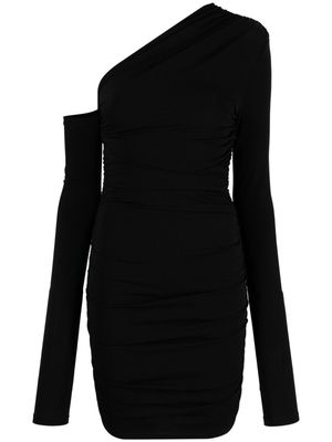 THE ANDAMANE one-shoulder ruched minidress - Black