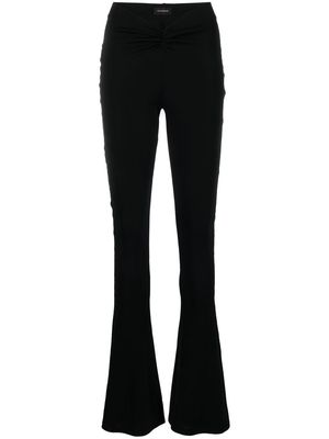 THE ANDAMANE ruched-detail flared trousers - Black