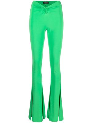 THE ANDAMANE ruched slit flared trousers - Green