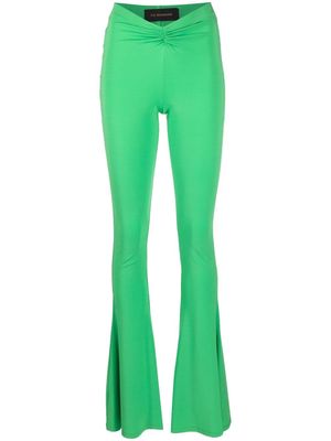THE ANDAMANE ruched-waist flared trousers - Green