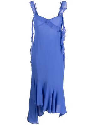 THE ANDAMANE ruffle-detail asymmetric midi dress - Blue