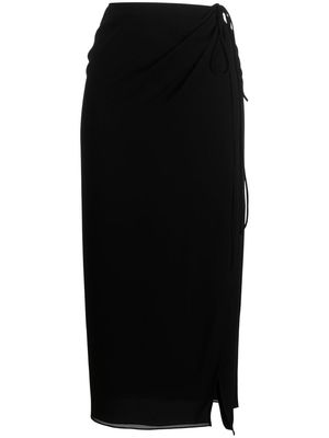 THE ANDAMANE slit midi wrap-style skirt - Black