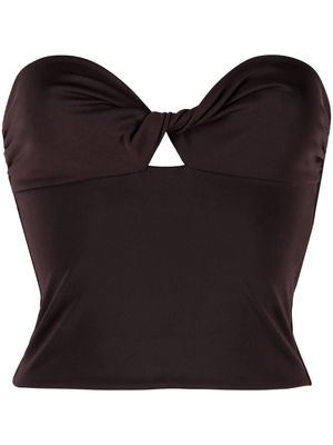 THE ANDAMANE twist-detail strapless top - Brown