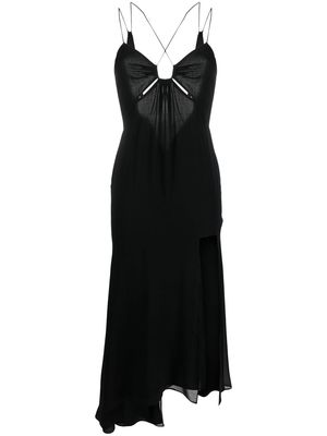THE ANDAMANE V-back stretch-silk long dress - Black