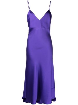 THE ANDAMANE V-neck satin slip midi dress - Purple