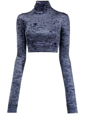 THE ANDAMANE velvet cropped sweatshirt - Blue