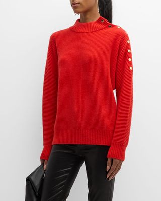 The Anette Ribbed Mock-Neck Cashmere Sweater