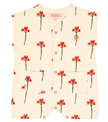 The Animals Observatory Baby Ape floral cotton playsuit