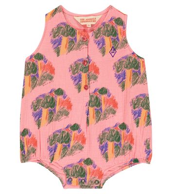 The Animals Observatory Baby Pink House Butterfly cotton bodysuit