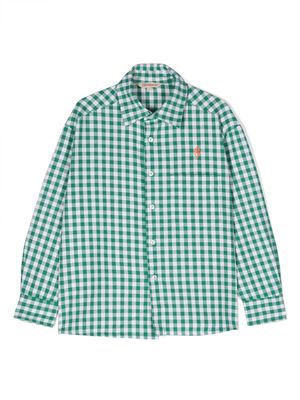 The Animals Observatory logo-embroidered checked shirt - Green