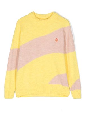 The Animals Observatory logo-embroidered contrasting-trim jumper - Yellow