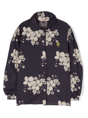 The Animals Observatory logo-embroidered floral-print shirt - Blue