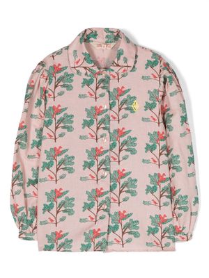 The Animals Observatory logo-embroidered graphic-print shirt - Pink