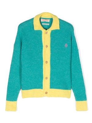 The Animals Observatory logo-embroidered knitted cardigan - Blue