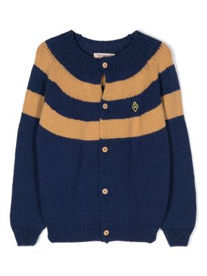 The Animals Observatory logo-embroidered stripped cardigan - Blue