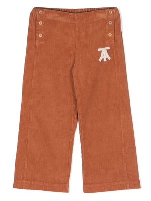 The Animals Observatory logo-patch corduroy trousers - Brown