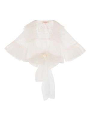 The Animals Observatory Oyster tulle-overlay blouse - Neutrals