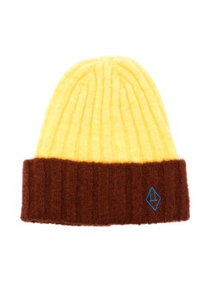 The Animals Observatory Pony logo-embroidered two-tone beanie - Yellow