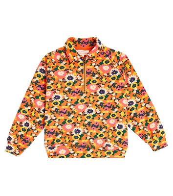 The Animals Observatory Seahorse floral cotton half-zip sweater