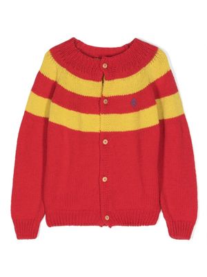 The Animals Observatory Toucan striped wool cardigan - Red