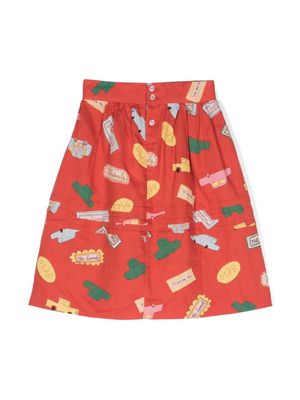 The Animals Observatory Turkey graphic-print skirt - Red