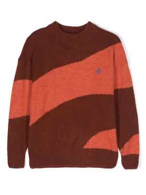 The Animals Observatory two-tone intarsia-knit jumper - Brown